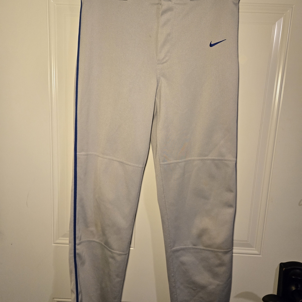 Nike Kids Gray Baseball Pants with Blue Accents